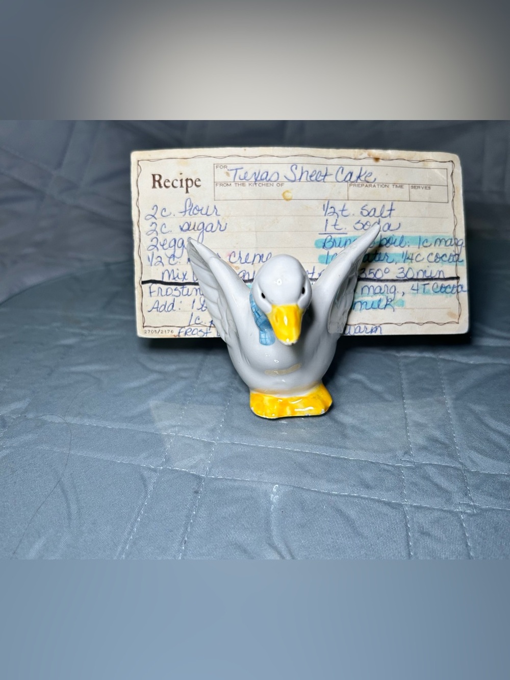 Vintage Ceramic Duck Figurine Bird Decor in White and Yellow